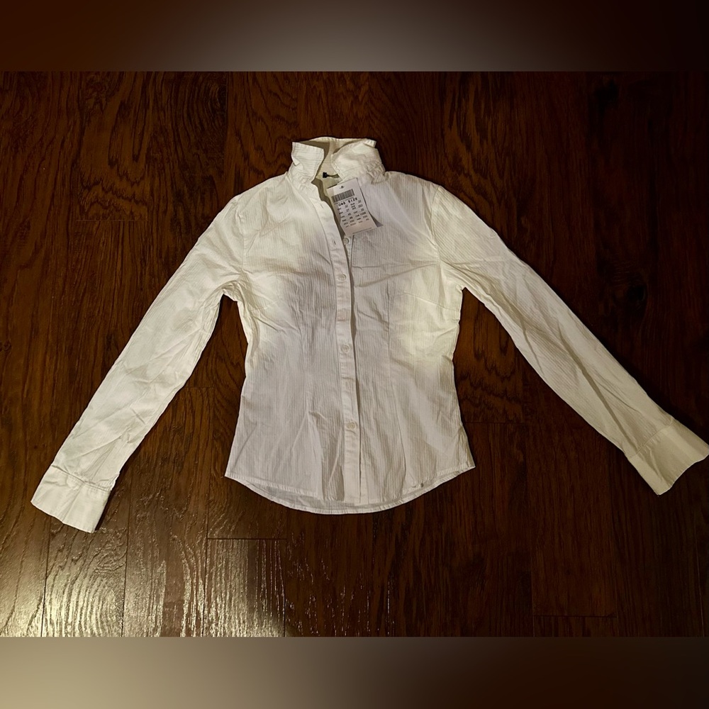NWT Brandy Melville White Strip Button Down Shirt- Size OS